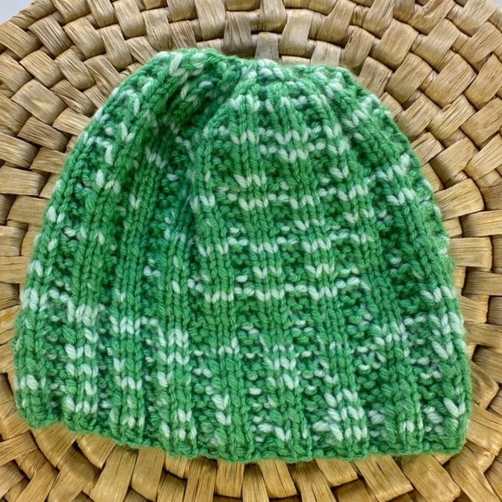 Kids Green Knit Beanie Hat Winter Warm Comfortable‎ Casual handmade beanie